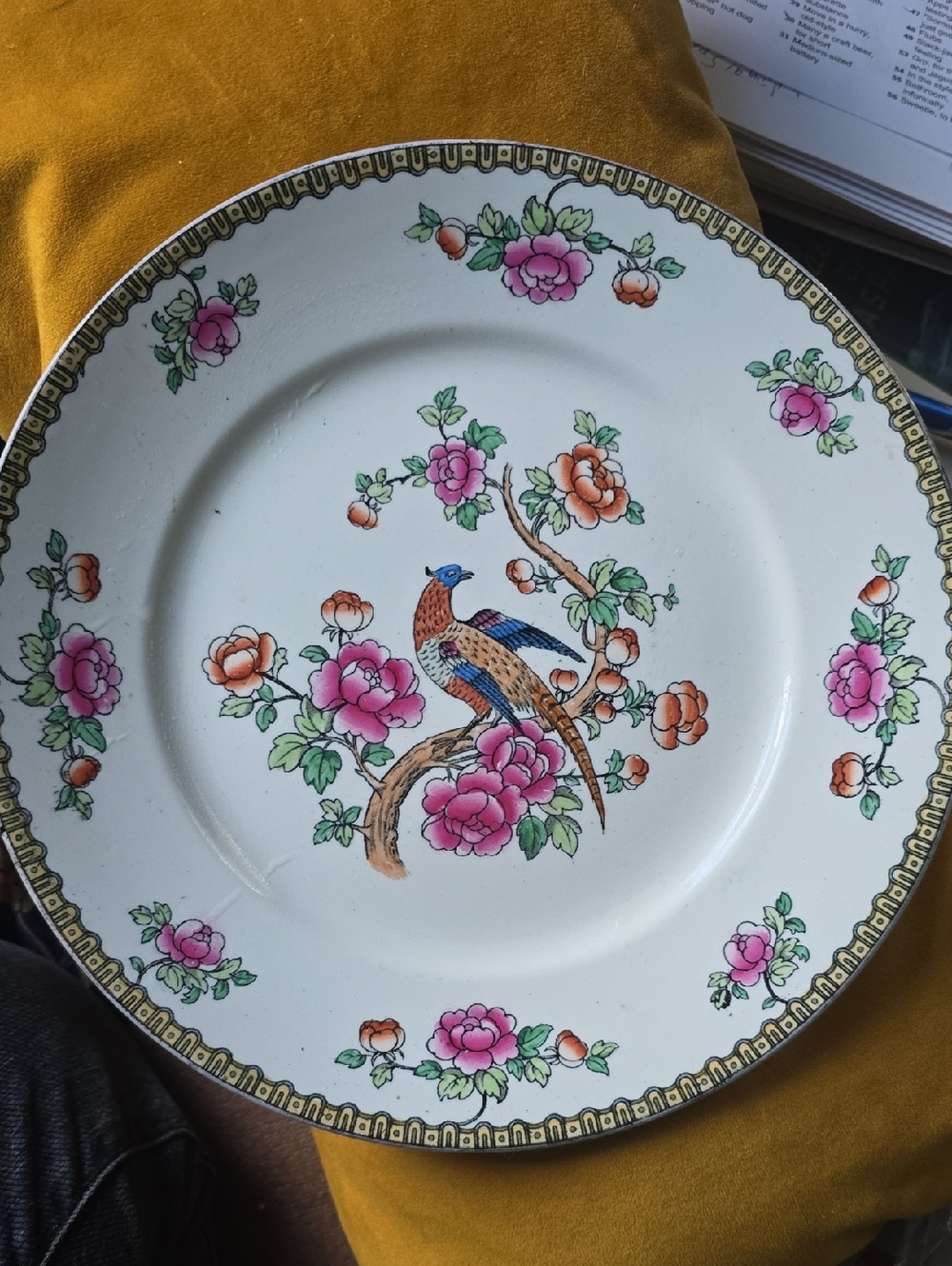 Decorative Antique Winkle England Floral Pheasant Porcelain  Dinner Plate 10" - Picture 2 of 5